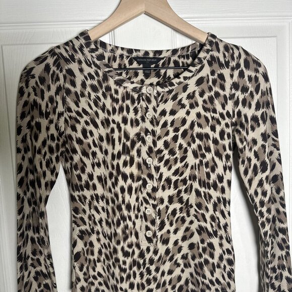 Banana Republic Factory Animal Print Bodysuit Thong Long Sleeve XS Cheetah Fall - Picture 3 of 9
